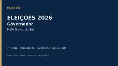 Arte institucional do Hora MS, sem pessoas, sobre a apuração de governador neste domingo (4); apuração não iniciada