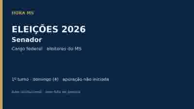 Arte institucional do Hora MS, sem pessoas, sobre a apuração de senador neste domingo (4); apuração não iniciada