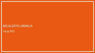 Arte com mapa de Mato Grosso do Sul e aviso de alerta laranja para tempestade
