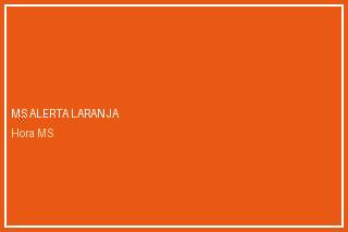 Arte com mapa de Mato Grosso do Sul e aviso de alerta laranja para tempestade